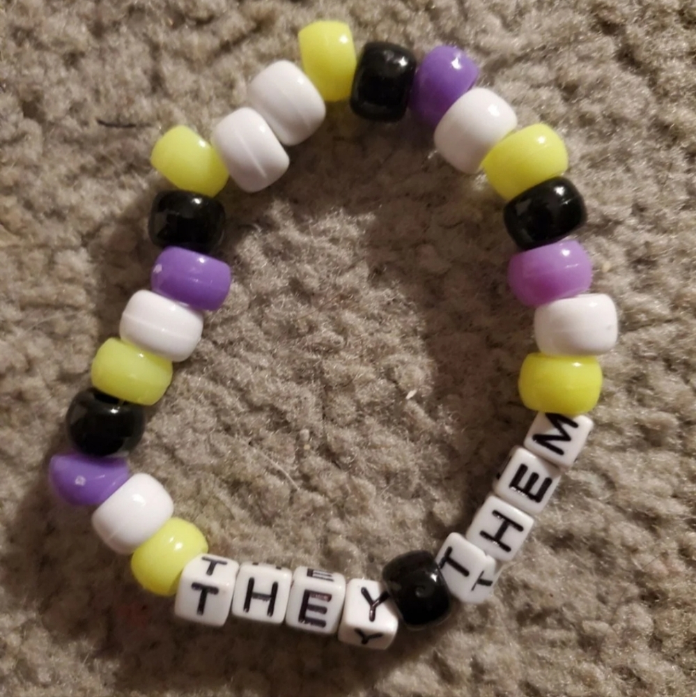 Nonbinary pride kandi bracelet